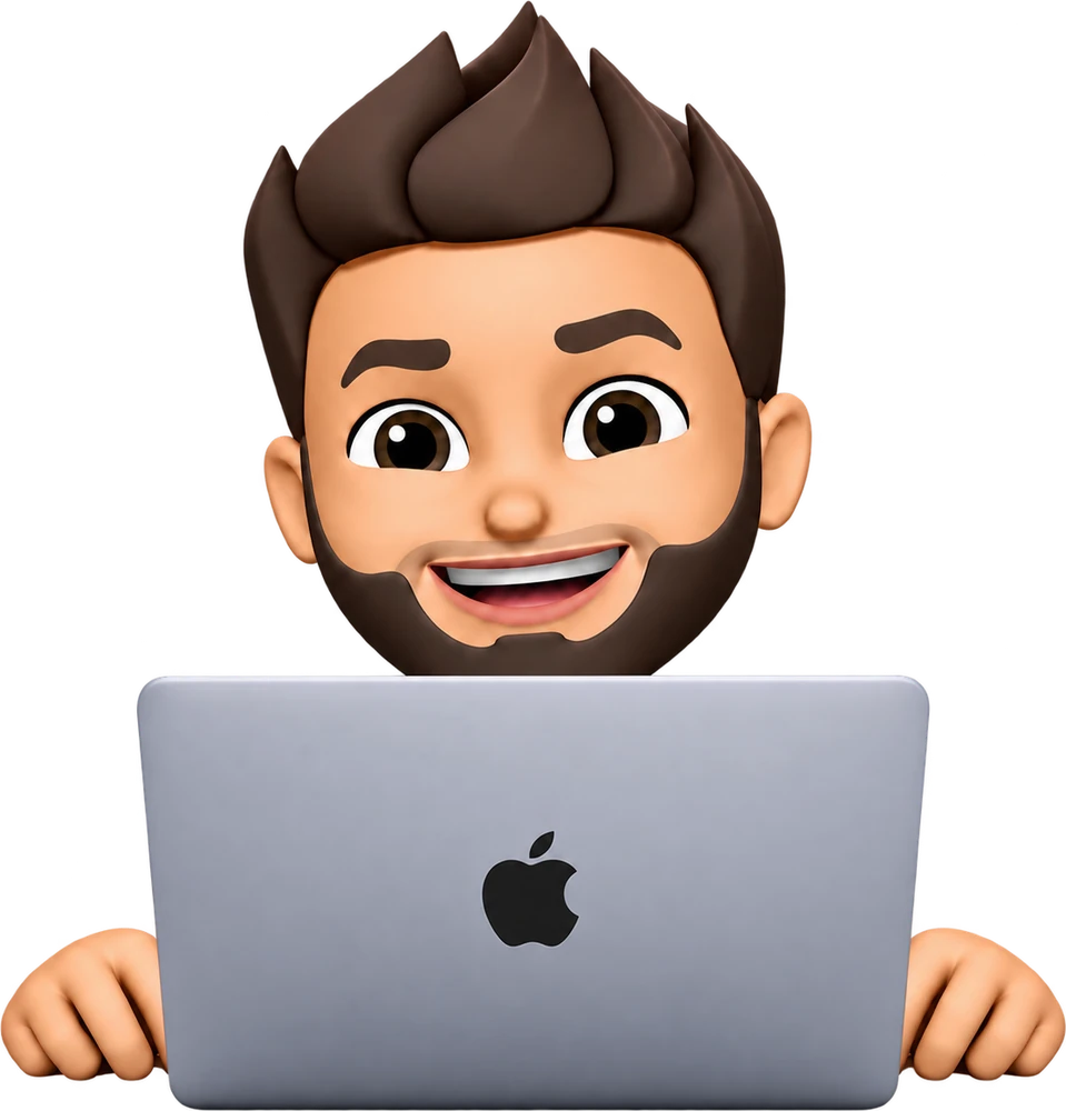 Memoji de Saúl Jaimes trabajando en su laptop